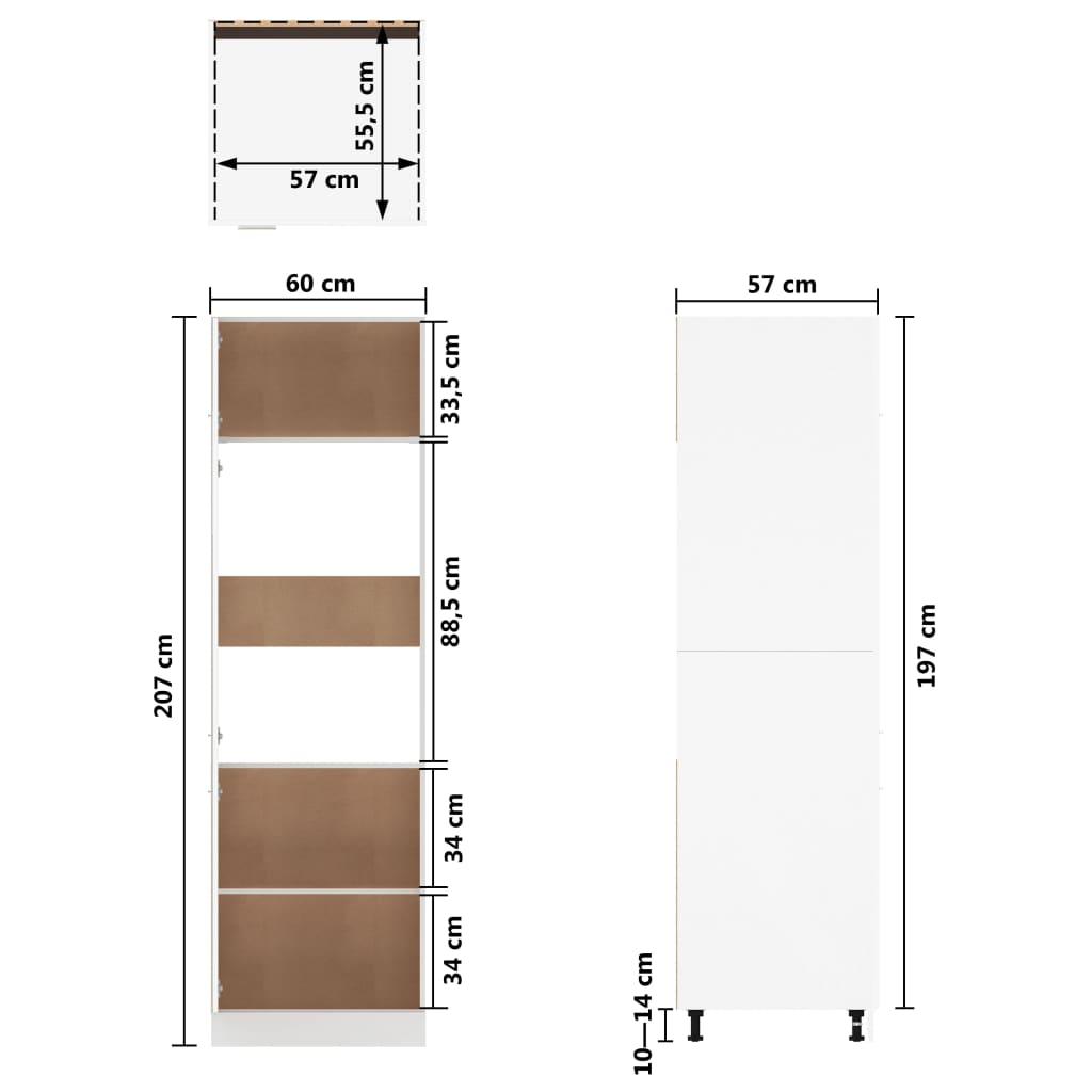 Armadio per Frigo Grigio Sonoma 60x57x207 cm Legno Multistrato