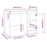 Scrivania Rovere Fumo 100x50x76 cm in Legno Multistrato