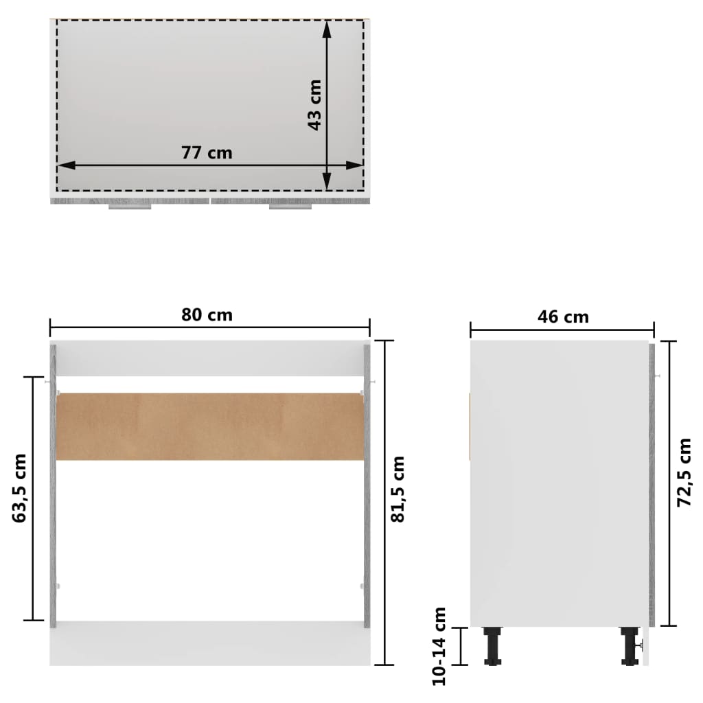 Mobiletto Grigio Sonoma 80x46x81,5 cm in Legno Multistrato