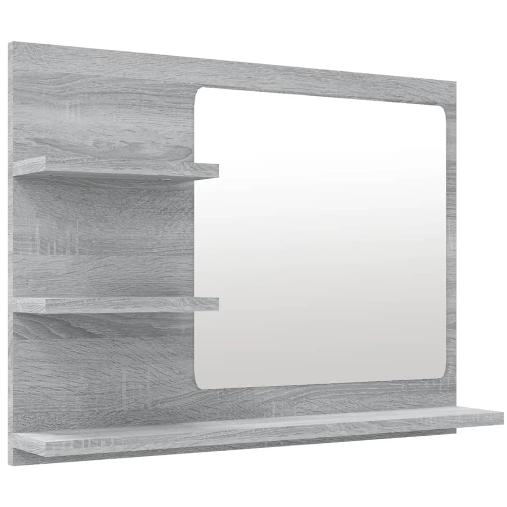 Specchio da Bagno Grigio Sonoma 60x10,5x45 cm Legno Multistrato