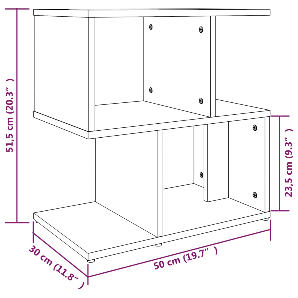 Comodino Rovere Fumo 50x30x51,5 cm in Legno Multistrato