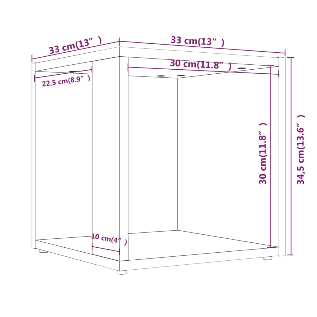 Tavolino Salotto Rovere Marrone 33x33x34,5 cm Legno Multistrato