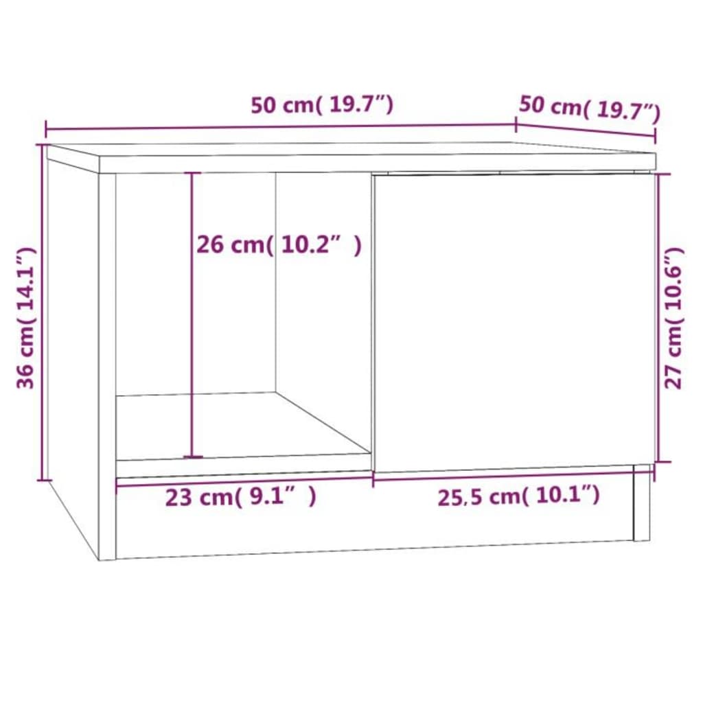 Tavolino da Salotto Grigio Cemento 50x50x36cm Legno Multistrato