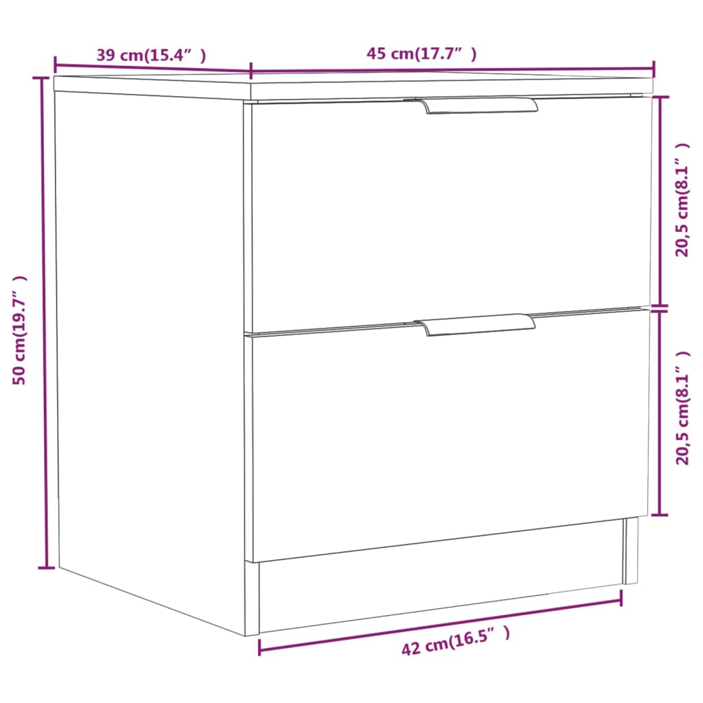 Comodino Rovere Fumo in Legno Multistrato