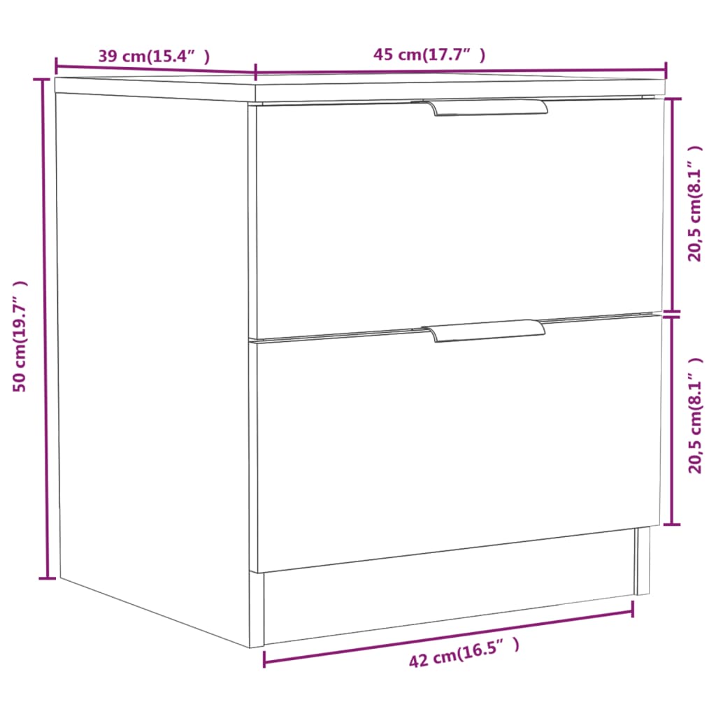 Comodino Rovere Marrone in Legno Multistrato