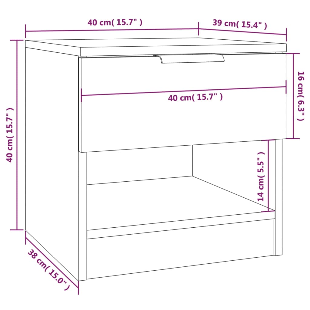 Comodino Rovere Marrone in Legno Multistrato