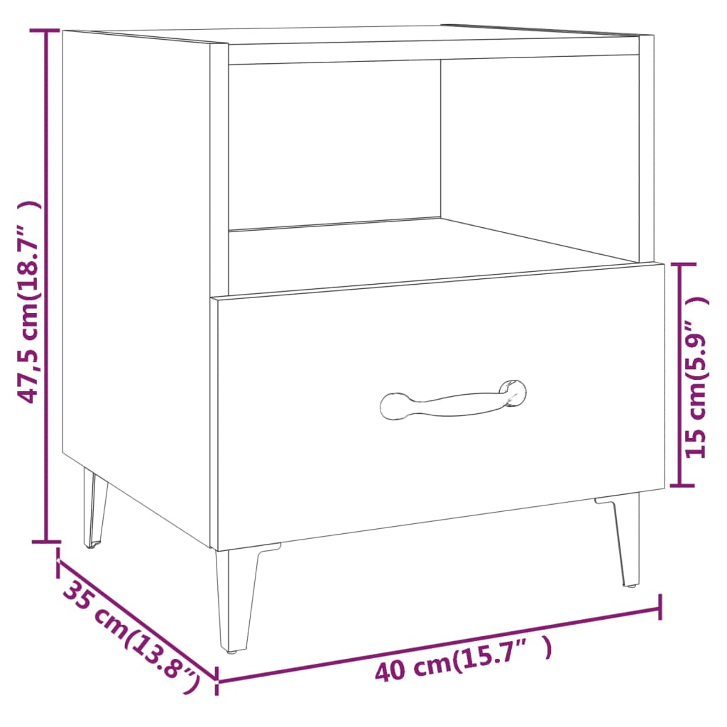 Comodino Bianco in Legno Multistrato