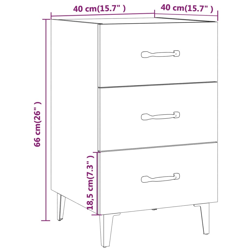 Comodino Bianco 40x40x66 cm in Legno Multistrato