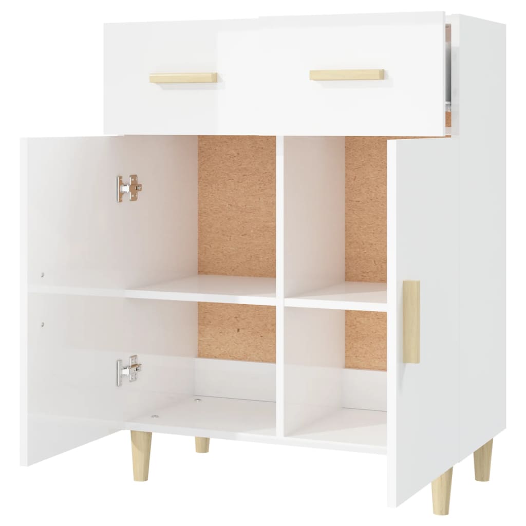 Credenza 69,5x34x89 cm in Legno Multistrato Bianco Lucido