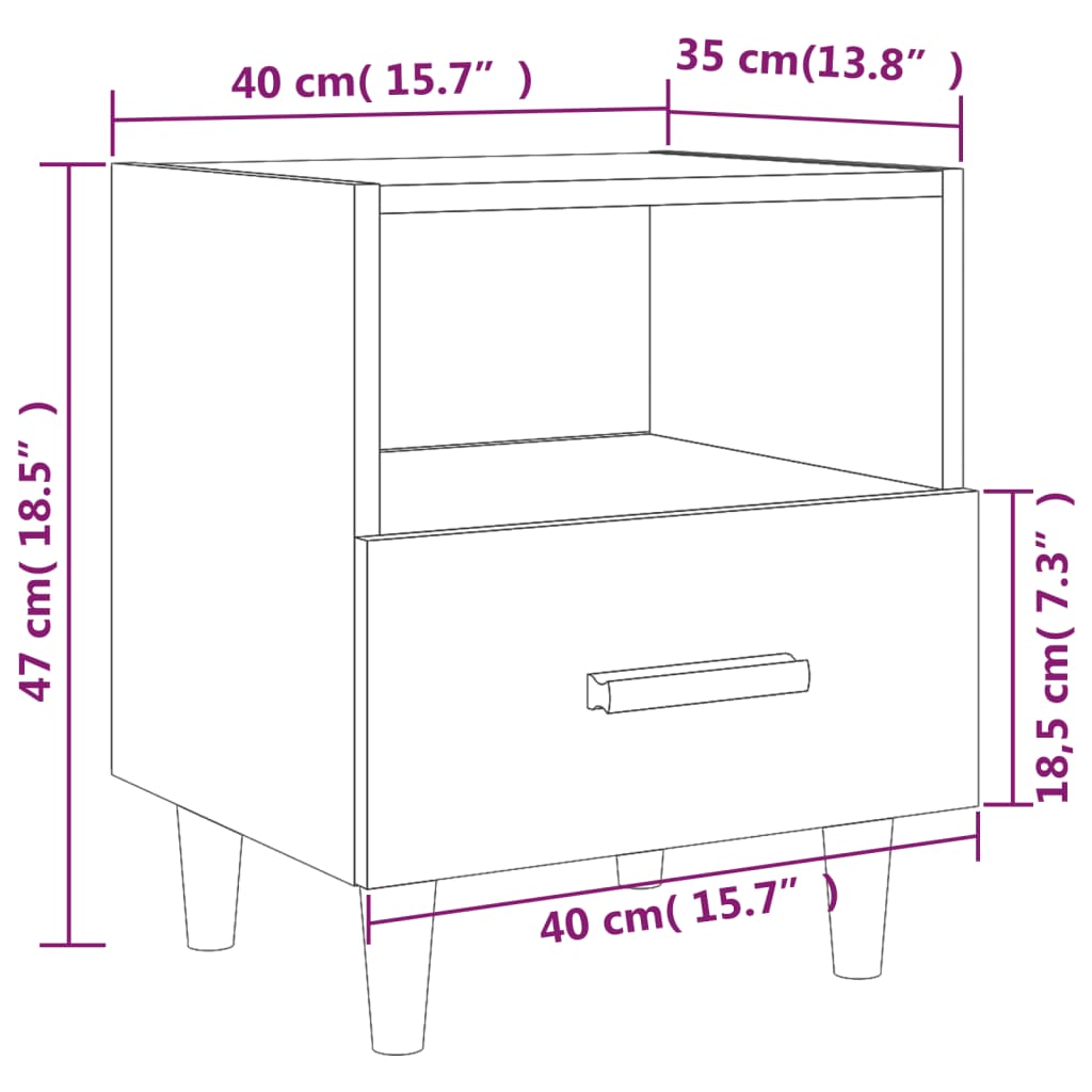 Comodino Rovere Fumo 40x35x47 cm