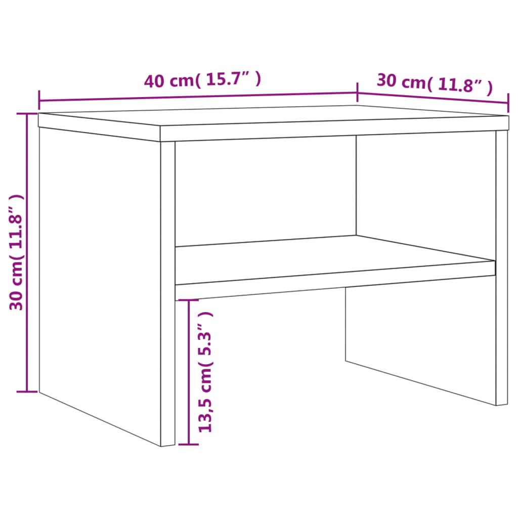 Comodino Rovere Fumo 40x30x30 cm Legno Multistrato