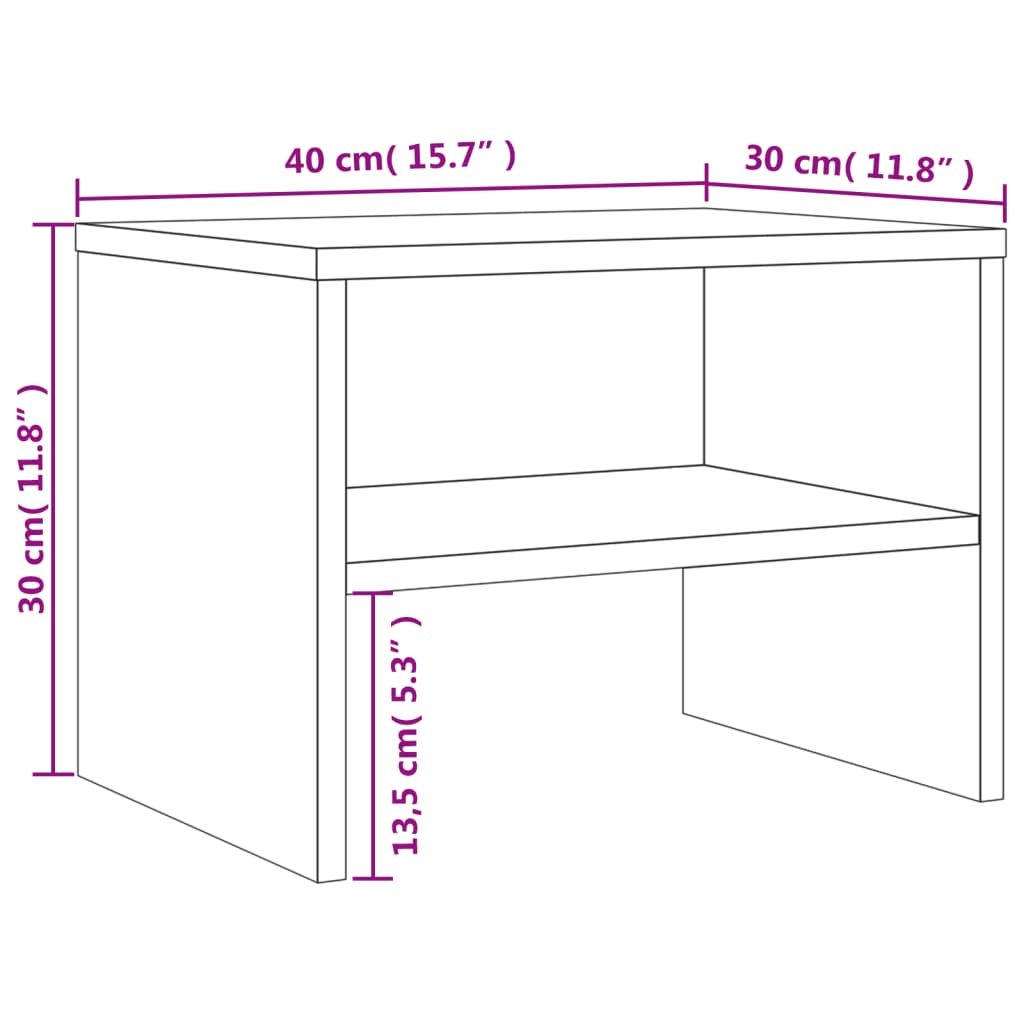 Comodino Grigio Sonoma 40x30x30 cm in Legno Multistrato