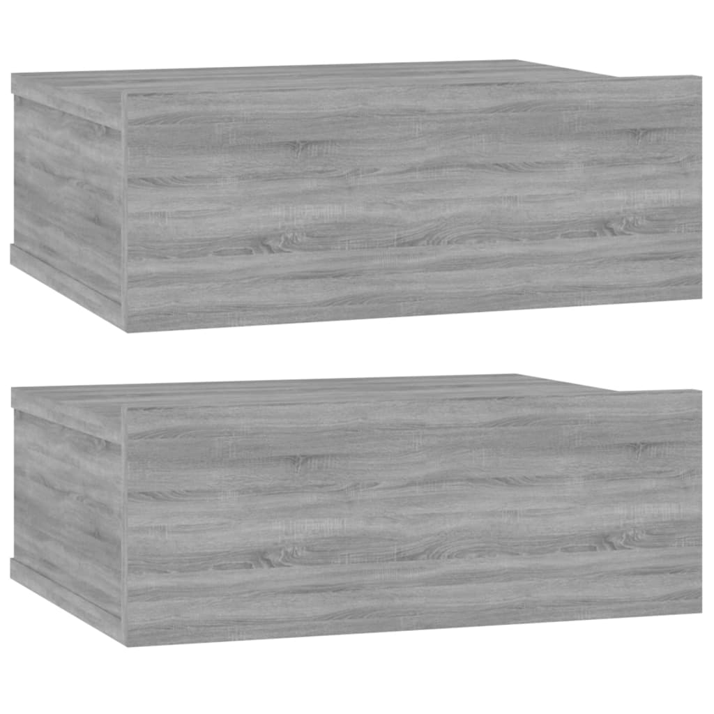 Comodini Pensili Grigio Sonoma 2pz 40x30x15cm Legno Multistrato