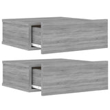 Comodini Pensili Grigio Sonoma 2pz 40x30x15cm Legno Multistrato