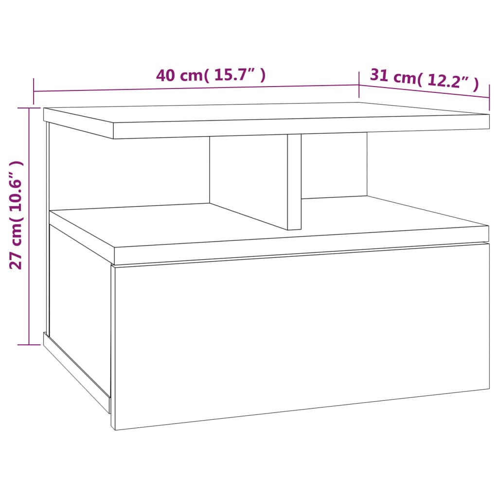 Comodino Pensile Grigio Sonoma 40x31x27cm in Legno Multistrato