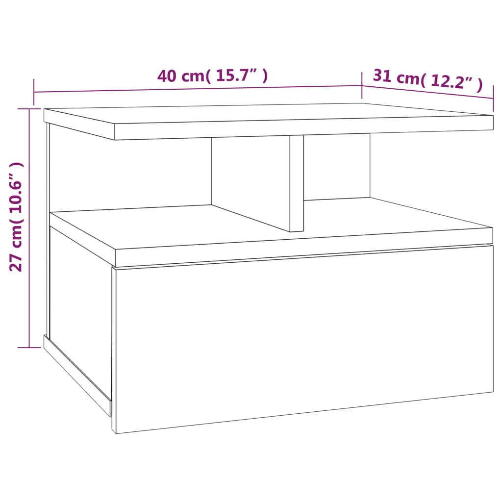 Comodini Pensili Grigio Sonoma 2pz 40x31x27cm Legno Multistrato