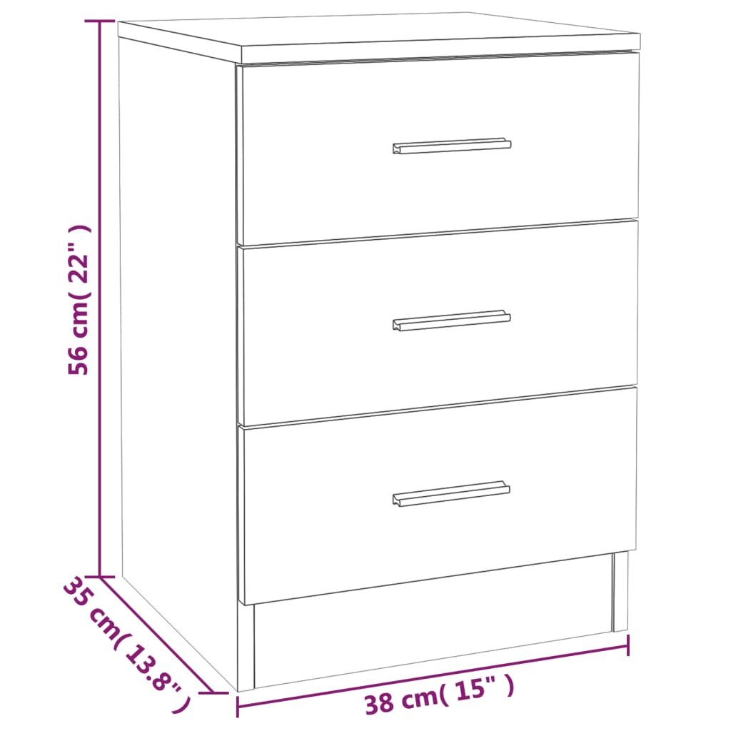 Comodino Rovere Fumo 38x35x56 cm in Legno Multistrato