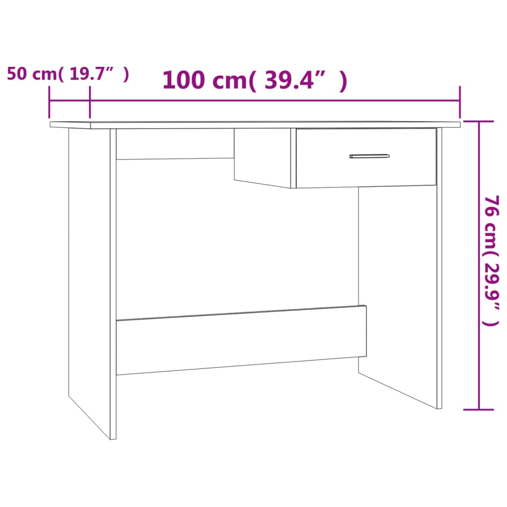 Scrivania Rovere Marrone 100x50x76 cm in Legno Multistrato