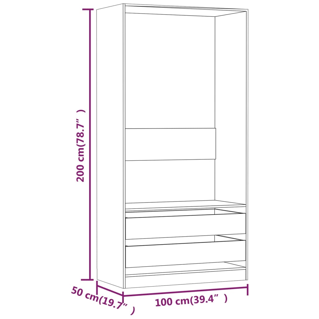 Armadio Grigio Sonoma 100x50x200 cm in Legno Multistrato