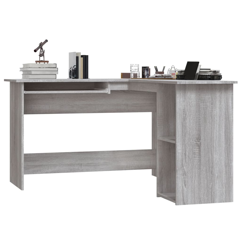 Scrivania Angolare Grigio Sonoma 120x140x75cm Legno Multistrato