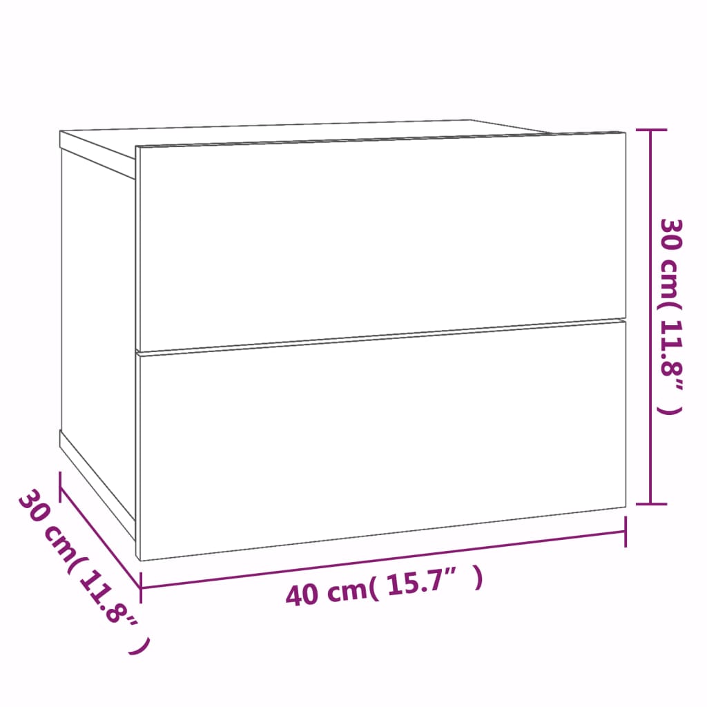 Comodino Rovere Fumo 40x30x30 cm Legno Multistrato