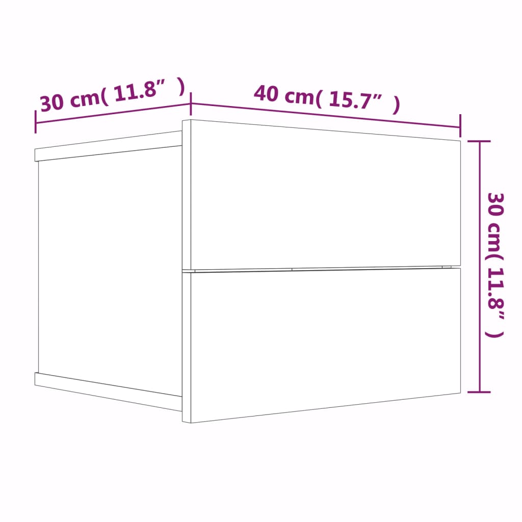 Comodino Rovere Marrone 40x30x30 cm Legno Multistrato