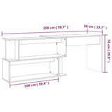 Scrivania Angolare Rovere Fumo 200x50x76cm in Legno Multistrato