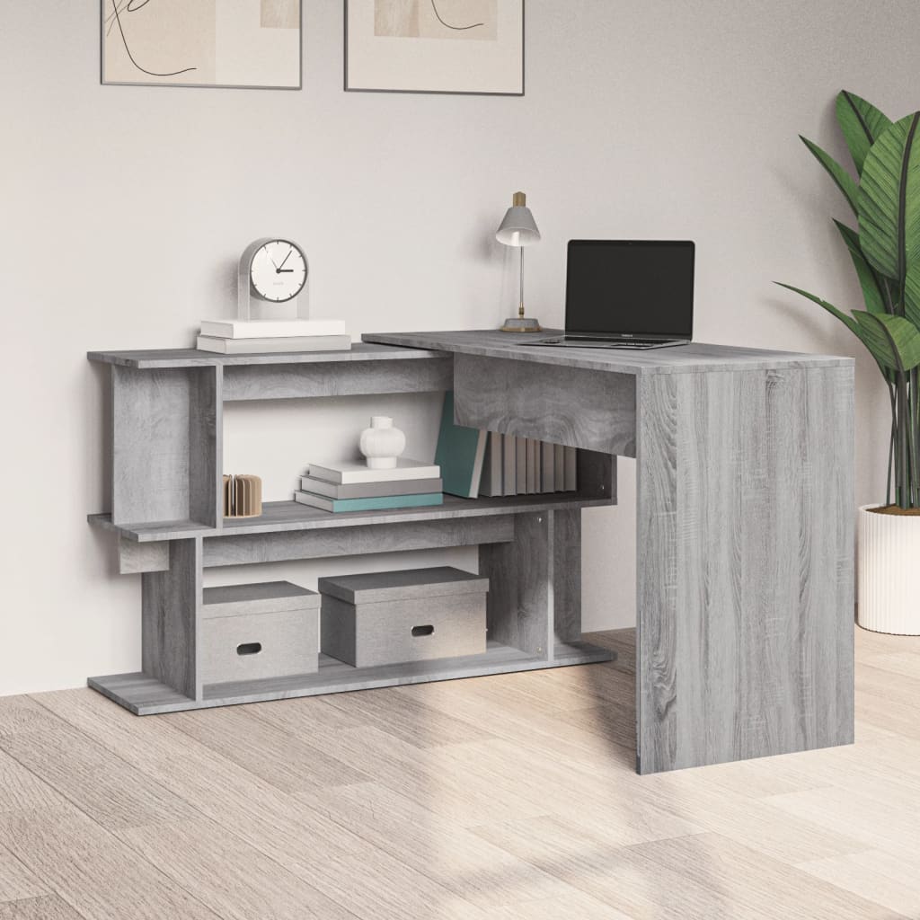 Scrivania Angolare Grigio Sonoma 200x50x76 cm Legno Multistrato