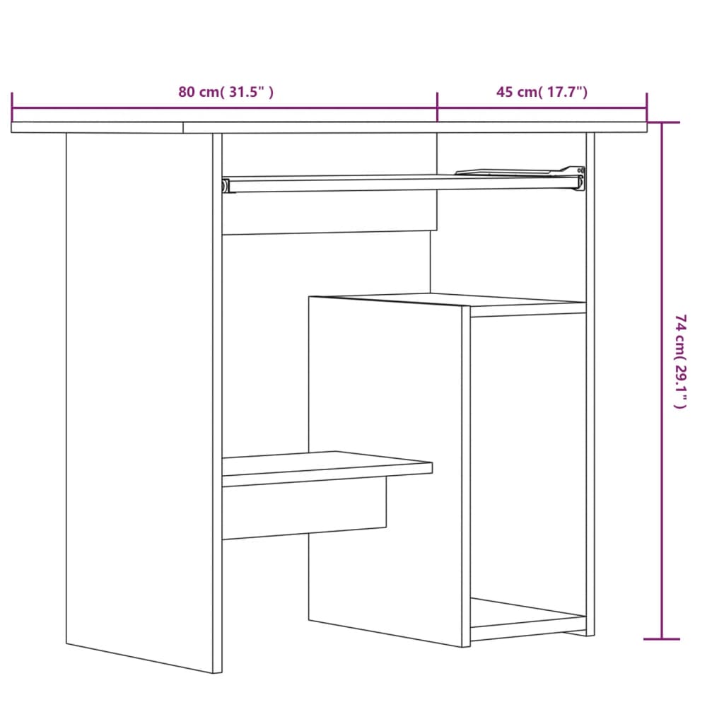 Scrivania Rovere Fumo 80x45x74 cm in Legno Multistrato