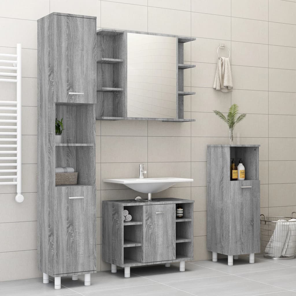 Mobile da Bagno Grigio Sonoma 80x20,5x64cm in Legno Multistrato