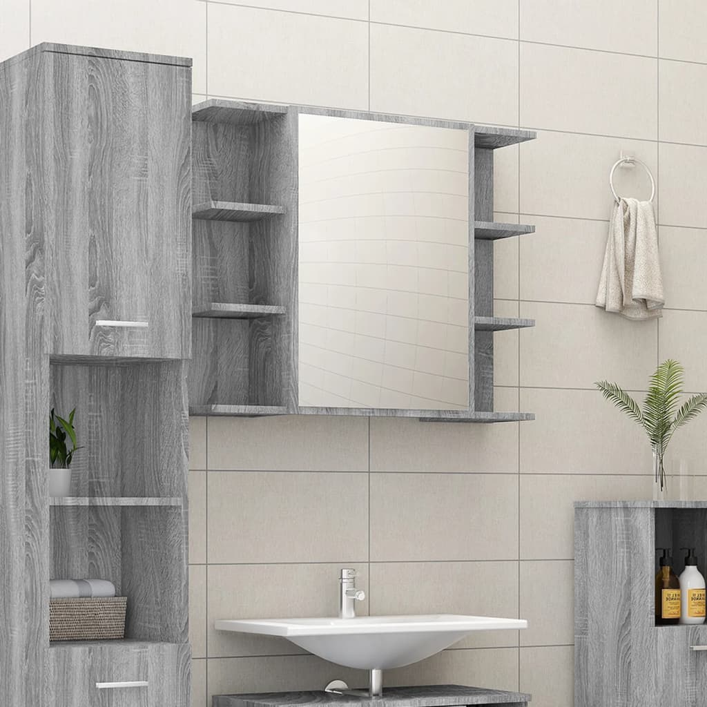 Mobile da Bagno Grigio Sonoma 80x20,5x64cm in Legno Multistrato