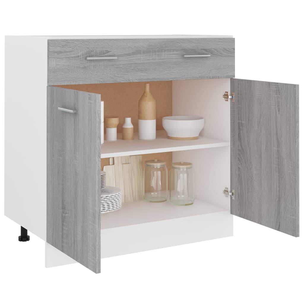 Mobile con Cassetto Grigio Sonoma 80x46x81,5 Legno Multistrato