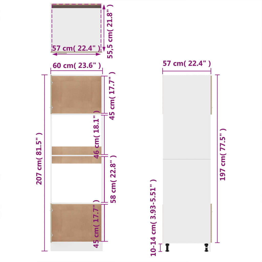 Armadio Microonde Grigio Sonoma 60x57x207 cm Legno Multistrato