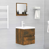 Specchio da Bagno Rovere Fumo 40x10,5x37cm in Legno Multistrato