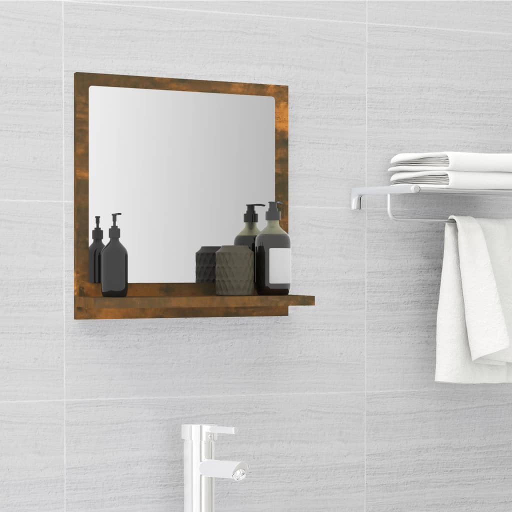 Specchio da Bagno Rovere Fumo 40x10,5x37cm in Legno Multistrato