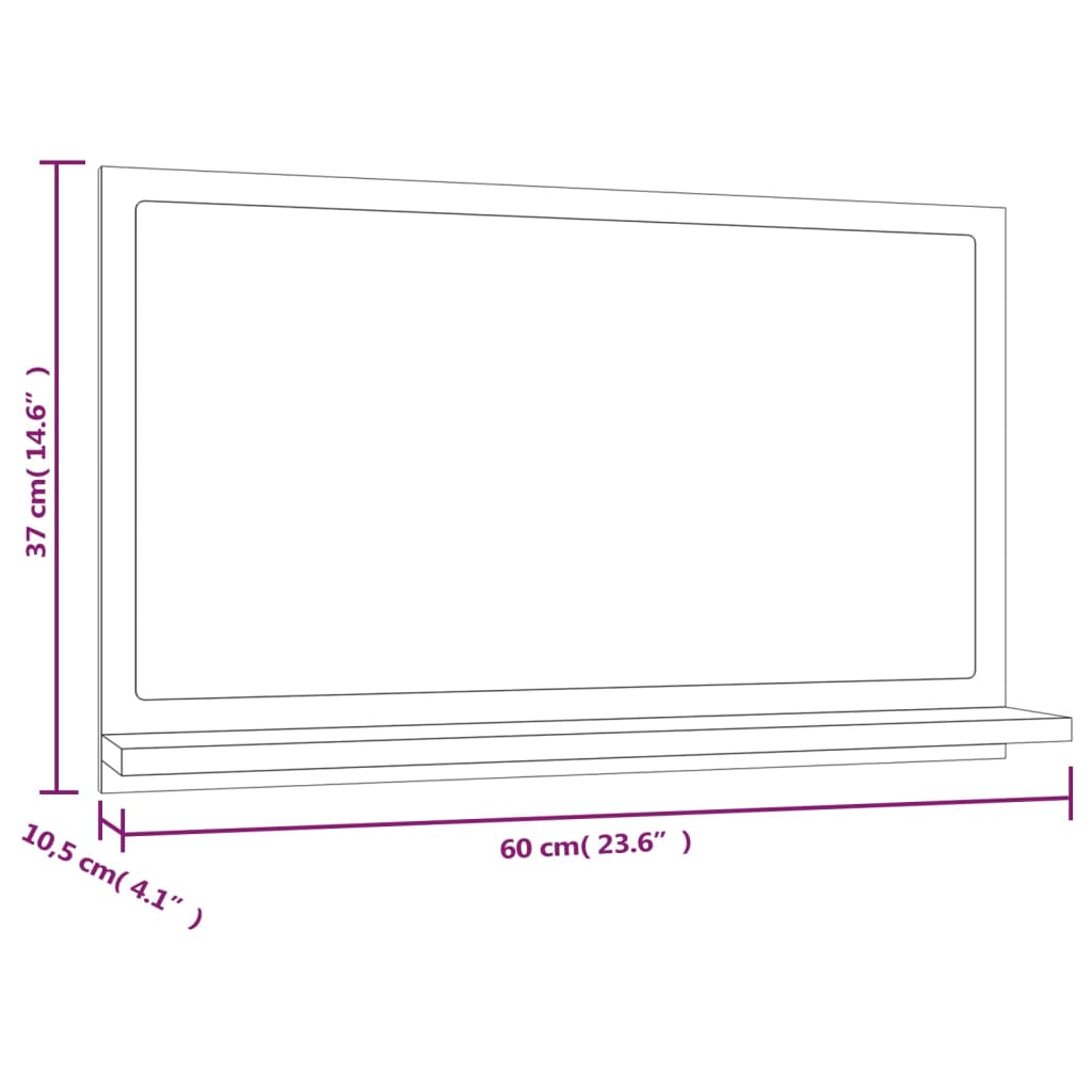 Specchio da Bagno Rovere Fumo 60x10,5x37cm in Legno Multistrato