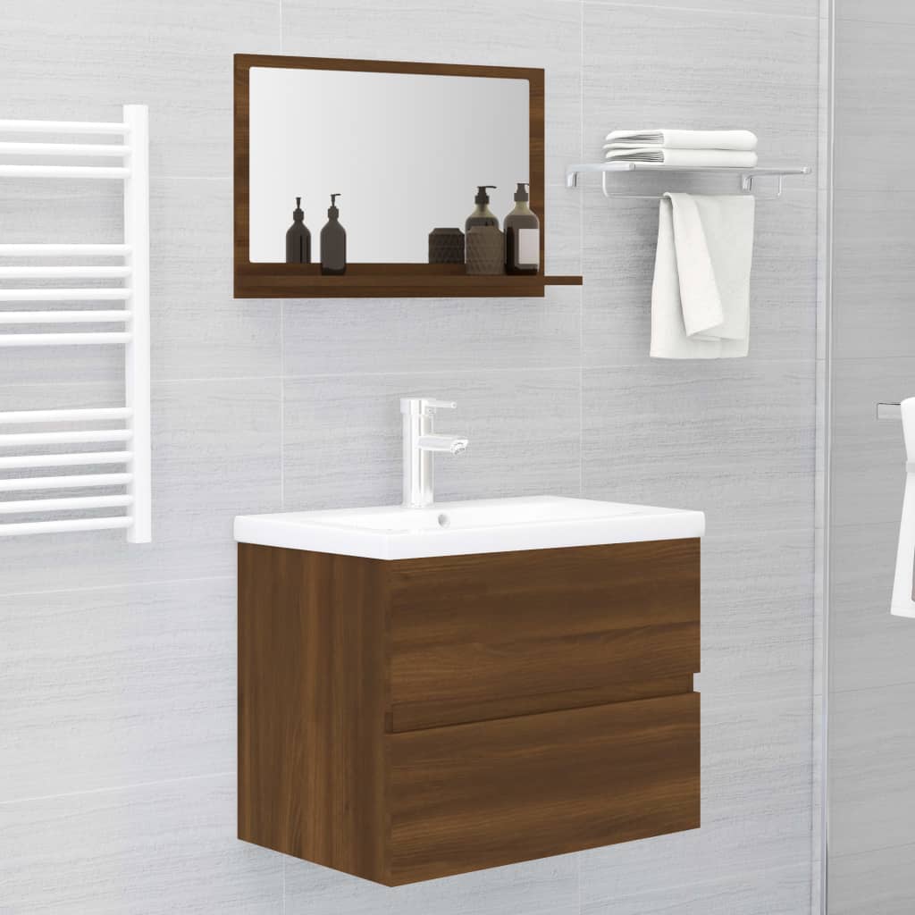 Specchio da Bagno Rovere Marrone 60x10,5x37cm Legno Multistrato