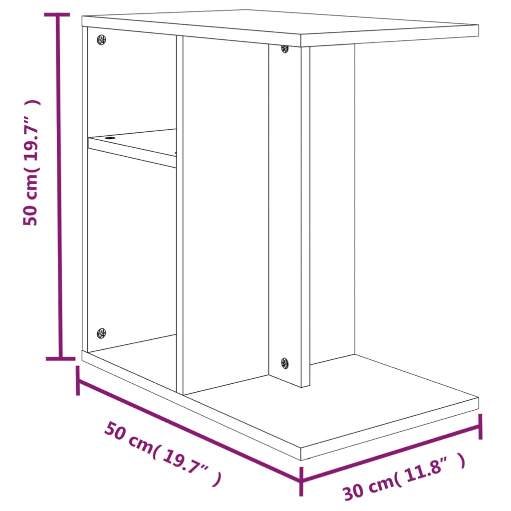 Tavolino da Salotto Rovere Marrone 50x30x50cm Legno Multistrato