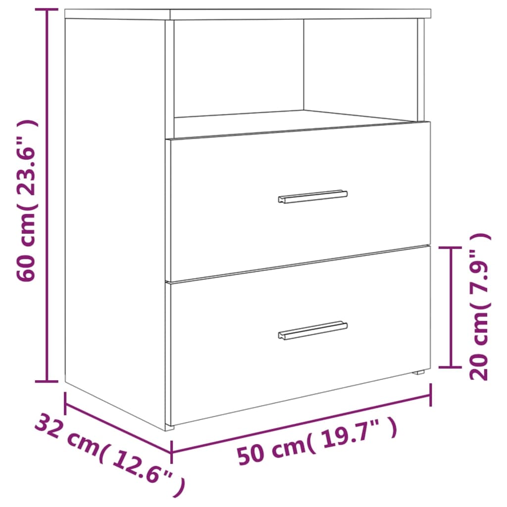 Comodino Rovere Fumo 50x32x60 cm