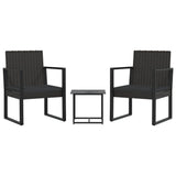 Set Divani da Giardino 3 pz con Cuscini Nero in Polyrattan