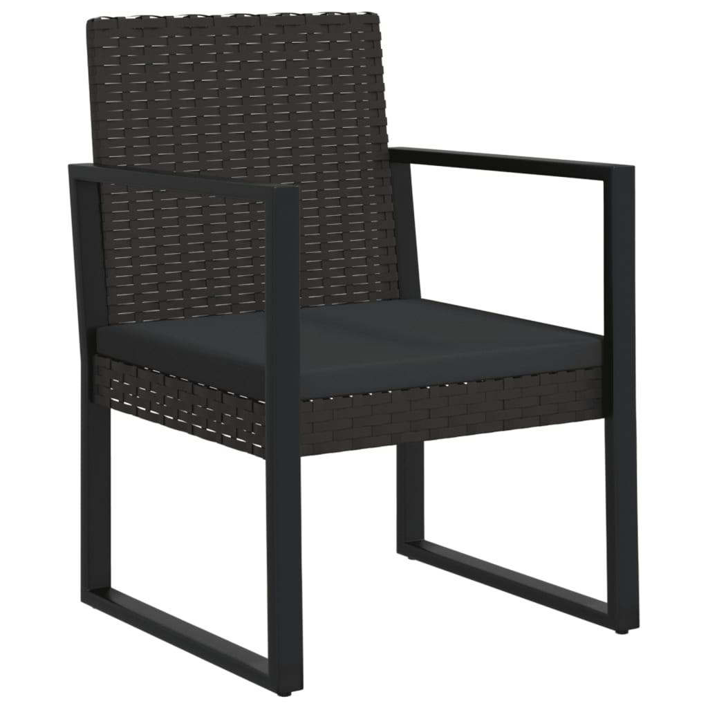 Set Divani da Giardino 3 pz con Cuscini Nero in Polyrattan