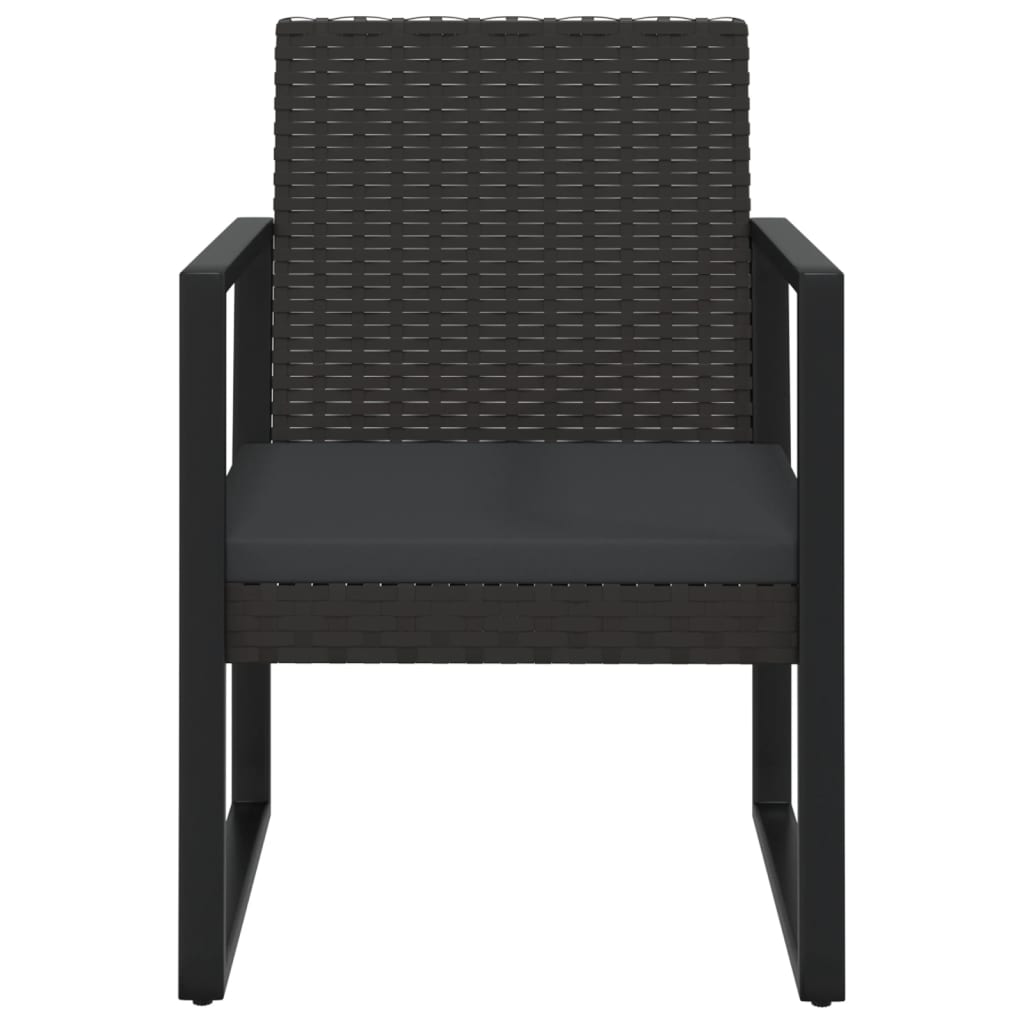 Set Divani da Giardino 3 pz con Cuscini Nero in Polyrattan