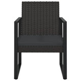 Set Divani da Giardino 3 pz con Cuscini Nero in Polyrattan