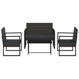 Set Divani da Giardino 4 pz con Cuscini Nero in Polyrattan