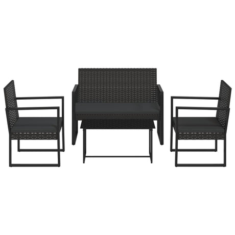 Set Divani da Giardino 4 pz con Cuscini Nero in Polyrattan