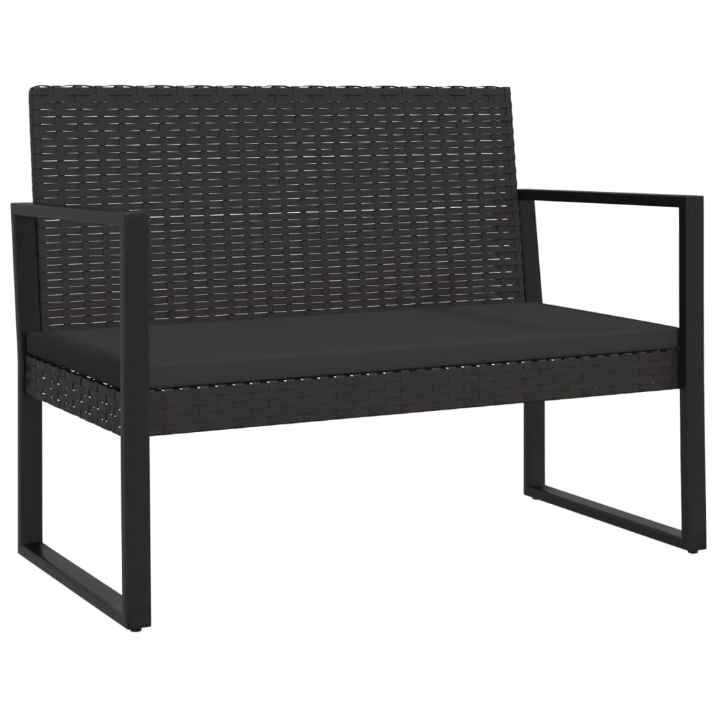 Set Divani da Giardino 4 pz con Cuscini Nero in Polyrattan