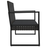 Set Divani da Giardino 4 pz con Cuscini Nero in Polyrattan