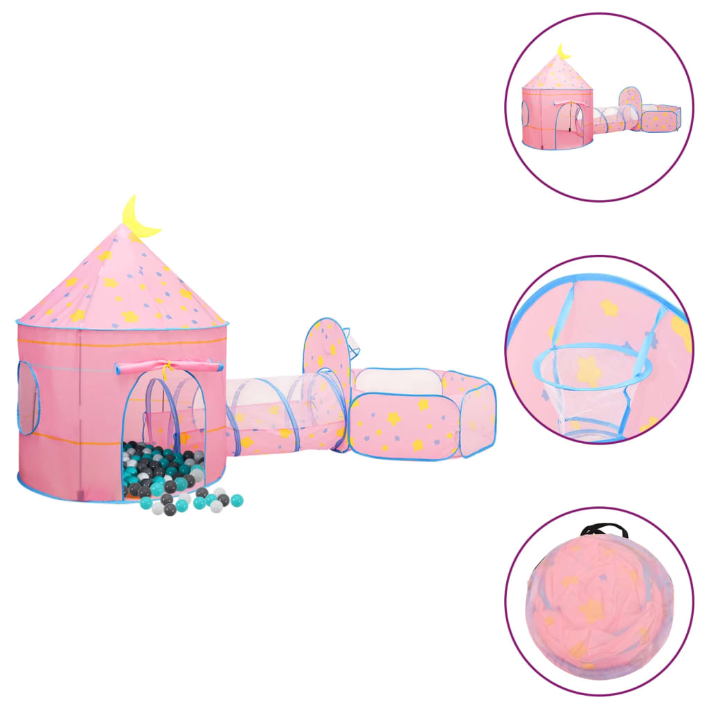 Tenda da Gioco per Bambini Rosa con 250 Palline 301x120x128 cm