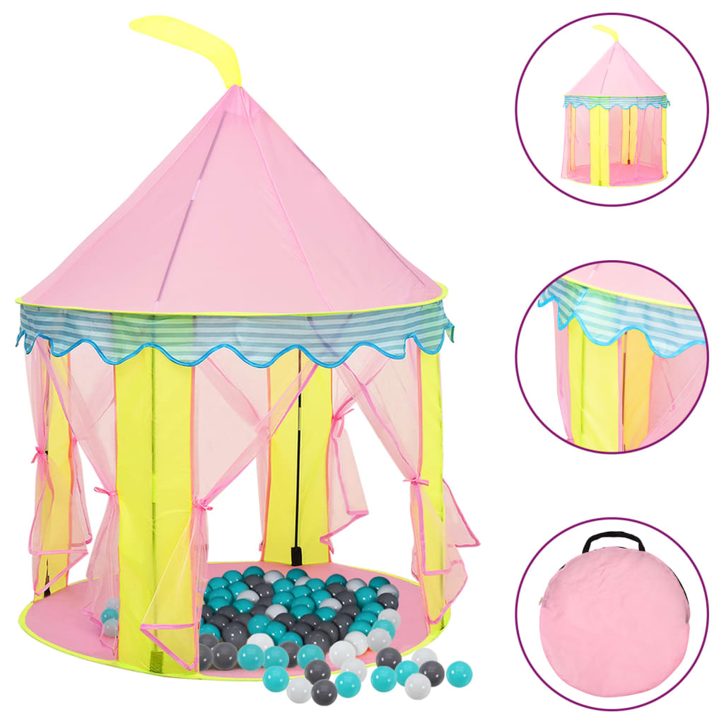 Tenda da Gioco per Bambini Rosa con 250 Palline 100x100x127 cm