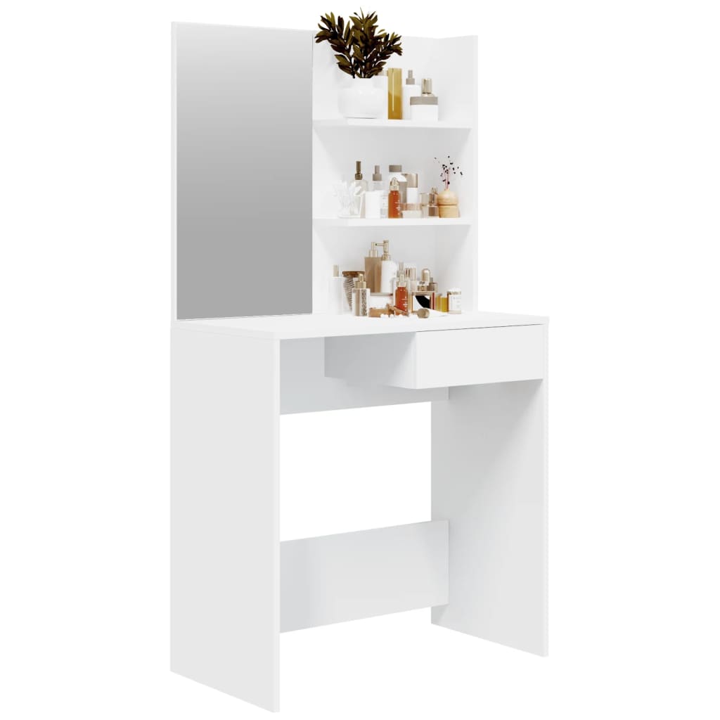 Toeletta con Specchio Bianco 74,5x40x141 cm